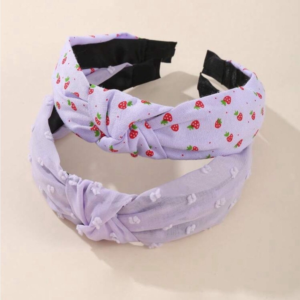 Purple Lavender Headband Set Summer Hair Accessories Strawberries Fruit Headband
